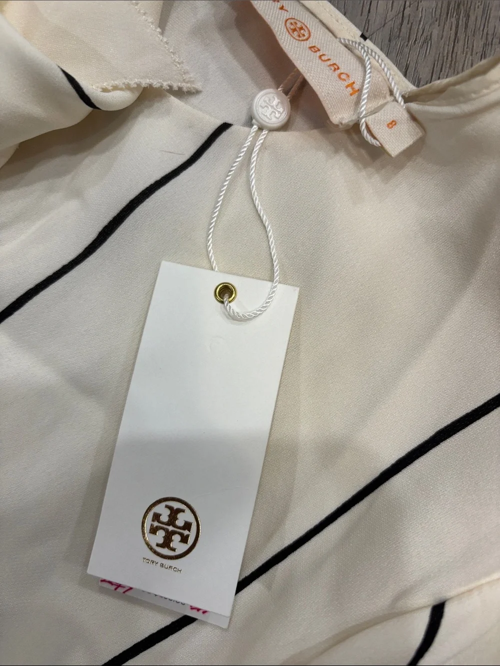 Tory Burch Cream and Black Windowpane Long Sleeve Shift Dress